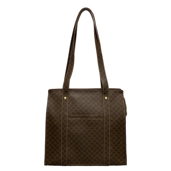 Auth CELINE Macadam - Dark Brown PVC Leather Tote Bag - Picture 1 of 9